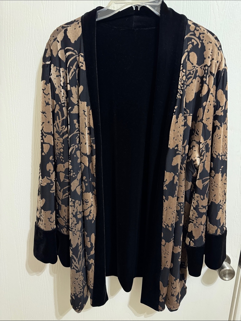 Chicos Travelers 2 US 12/14 Reversible Jacket Black Gold Floral Velvet Burnout - Picture 5 of 13